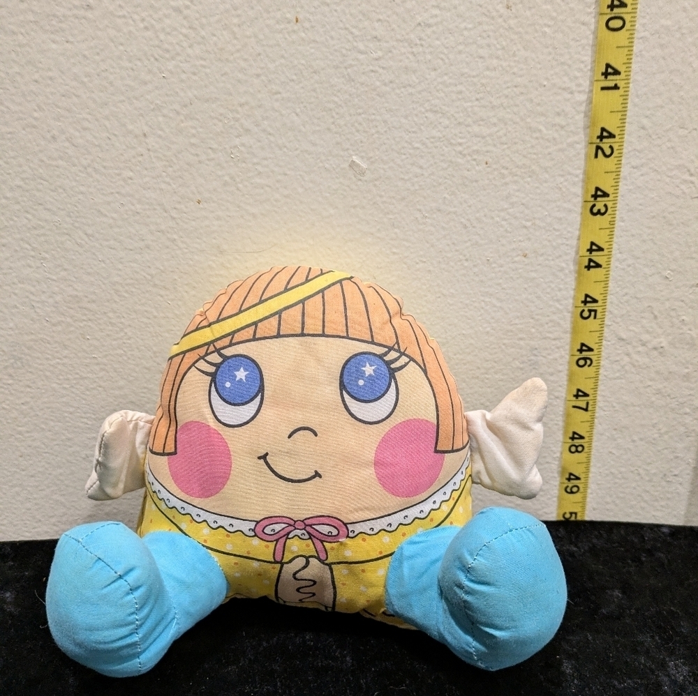 Adorable Plush Doll with Blue and Yellow Outfit 1987 Cara